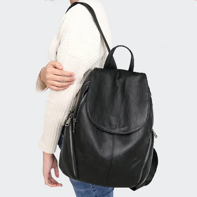 【MoonDy】後背包 包包女 小背包 媽媽包 大容量包包 大學生背包 歐美包包 韓國包包 黑色包包 真皮包包