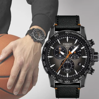 【TISSOT 天梭】官方授權 Supersport 埃南戈麥斯配戴款 籃球三眼計時手錶 送行動電源(T1256173608100)