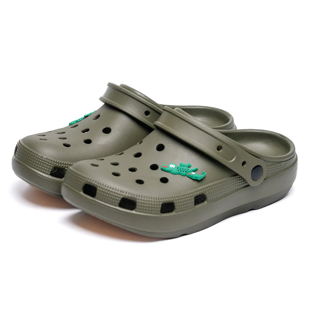 【母子鱷魚】-官方直營-絕對百搭兩穿式洞洞鞋-綠(男女款)