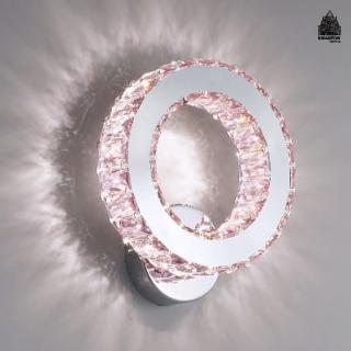【必登堡】裸粉璀璨水晶壁燈 C00004(水晶壁燈/粉色水晶/粉色壁燈/床頭燈/過道燈/樓梯燈/輕奢/現代簡約)