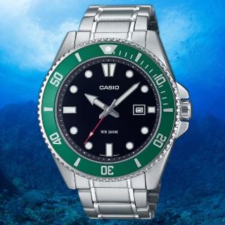【CASIO 卡西歐】綠黑水鬼 槍魚 200米潛水錶 運動手錶 考試手錶 學生錶 畢業禮物 送禮(MDV-107D-3AV)