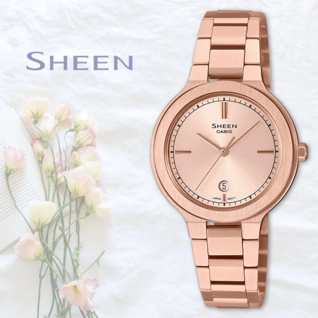 CASIO 卡西歐 SHEEN 奢華玫瑰金女錶 開學(SHE-4559PG-4A)