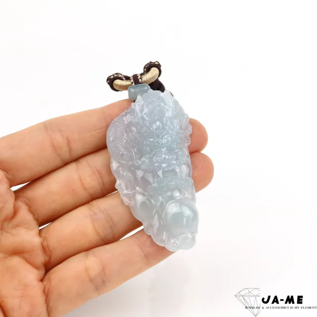 【JA-ME】天然A貨翡翠冰種起膠感天空藍色龍行天下項鍊