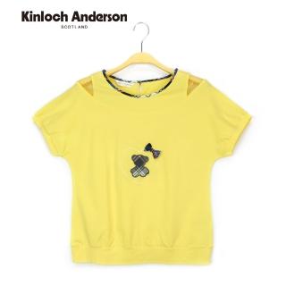 【Kinloch Anderson】圓領小熊網紗剪接短袖上衣 金安德森女裝(KA0853029 黃)