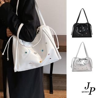 【Jpqueen】歐美多彩鋯石單肩斜背手提女用大容量包(3色可選)