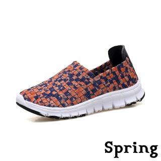 【SPRING】輕量休閒鞋 彩染休閒鞋/繽紛彩染彈力飛織帶輕量大底休閒鞋(橘)