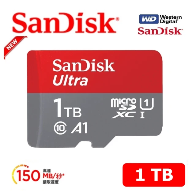 SanDisk 晟碟SanDisk 晟碟 全新版 再升級 1TB Ultra microSDXC UHS-I A1 記憶卡(最高讀速 150MB/s 原廠10年保固)