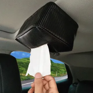 【德利生活】車用碳纖維強磁吸頂紙巾盒(磁吸面紙盒 車頂面紙盒 磁力面紙盒  吸頂面紙盒)