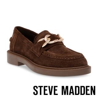 【steve madden】KAMRON 飾釦皮革樂福鞋(絨咖啡)