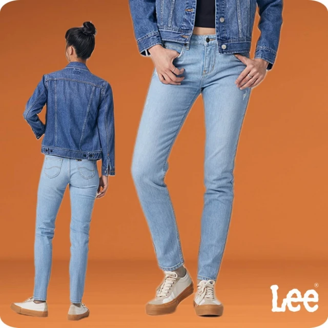 Lee 官方旗艦 女裝 牛仔褲 / 409 中腰合身小直筒 淺藍洗水(LB317093180)