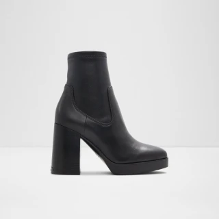 【ALDO】VOSS-簡約時髦鬆緊造型皮革中筒靴-女靴(黑色)