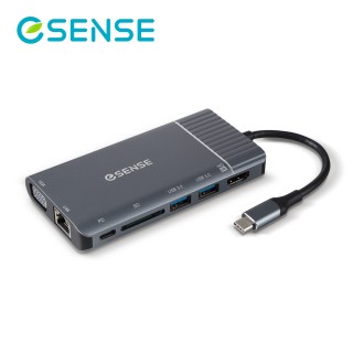 【ESENSE 逸盛】H731PA 七合一 Type-C/USB3.0/HDMI/VGA/PD3.0 HUB集線器 +SD3.0插槽讀卡器