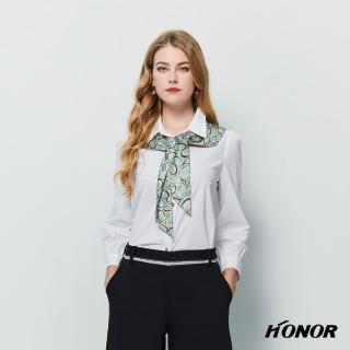 【HONOR 山形屋】一件式不規則環紋領帶襯衫(MOMO獨家限定)