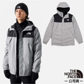 【The North Face】男 3效能 防水透氣連帽三合一外套.夾克.風雨衣.雪衣(7W7T-GVV 灰黑)