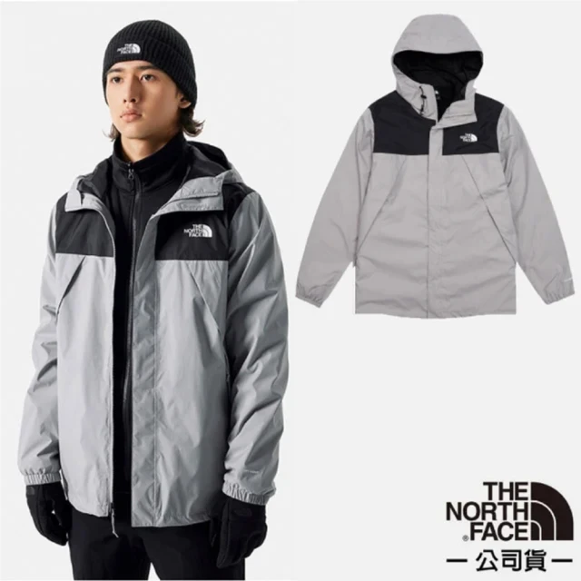 The North Face 男 3效能 防水透氣連帽三合一外套.夾克.風雨衣.雪衣(7W7T-GVV 灰黑)