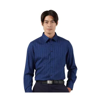 【Blue River 藍河】男裝 藍色長袖襯衫-格紋羊毛(日本設計 舒適穿搭)
