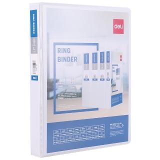 【Deli 得力】封面插頁二孔無耳D型夾/E5610N/白/背寬41mm(檔案夾 收納 資料夾)