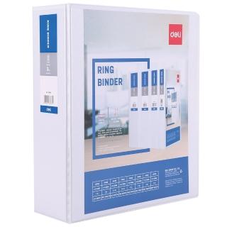 【Deli 得力】封面插頁二孔無耳D型夾/E5619N/白/背寬98mm(檔案夾 收納 資料夾)