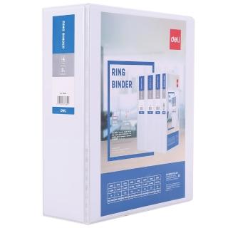 【Deli 得力】封面插頁四孔無耳D型夾/E5621N/白/背寬98mm(檔案夾 收納 資料夾)