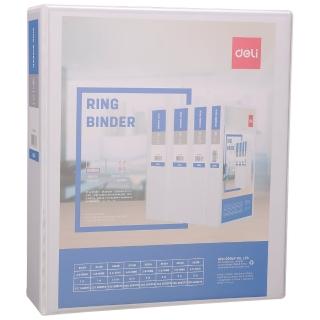 【Deli 得力】封面插頁四孔無耳D型夾/E5618N/白/背寬77mm(檔案夾 收納 資料夾)