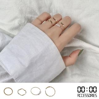 【00:00】波浪戒指 細圈戒指/韓國設計極簡波浪細圈唯美5件戒指套組(2色任選)