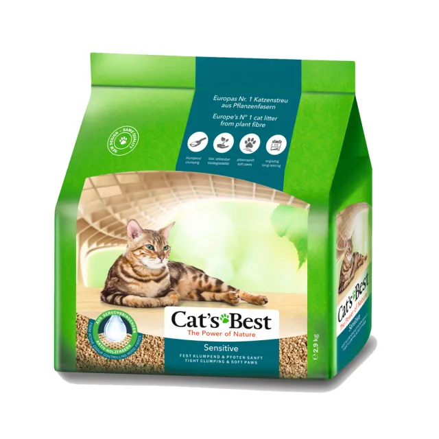 【CAT’S BEST 凱優】強效除臭凝結木屑砂（黑標凝結型）-8Lx2入(貓砂/木屑砂/環保砂/杉木砂)