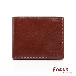 【FOCUS】真皮7卡雙拉鏈男短夾｜附活動式卡夾FTB2203(義大利植鞣革/頭層牛皮/男皮夾)