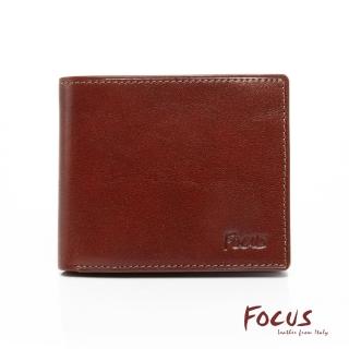 【FOCUS】真皮雙透明窗左右翻6卡拉鍊零錢男短夾FTB2245(義大利植鞣革/頭層牛皮/男皮夾)