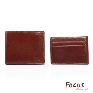 【FOCUS】真皮7卡雙拉鏈男短夾｜附活動式卡夾FTB2203(義大利植鞣革/頭層牛皮/男皮夾)