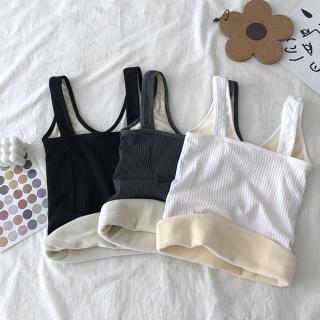 【D.studio】韓版加絨刷毛彈性修身保暖背心(發熱衣 上衣 女裝 背心女 衣服 保暖上衣 針織上衣 V171)