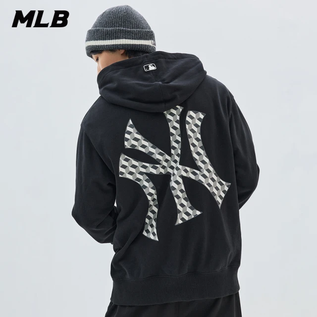 【MLB】連帽上衣 帽T CUBE MONOGRAM系列 紐約洋基隊(3AHDM0334-50BKS)