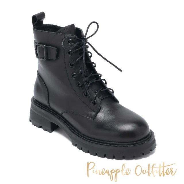 Pineapple OutfitterPineapple Outfitter BROGAN 真皮綁帶拉鍊馬汀靴(黑色)