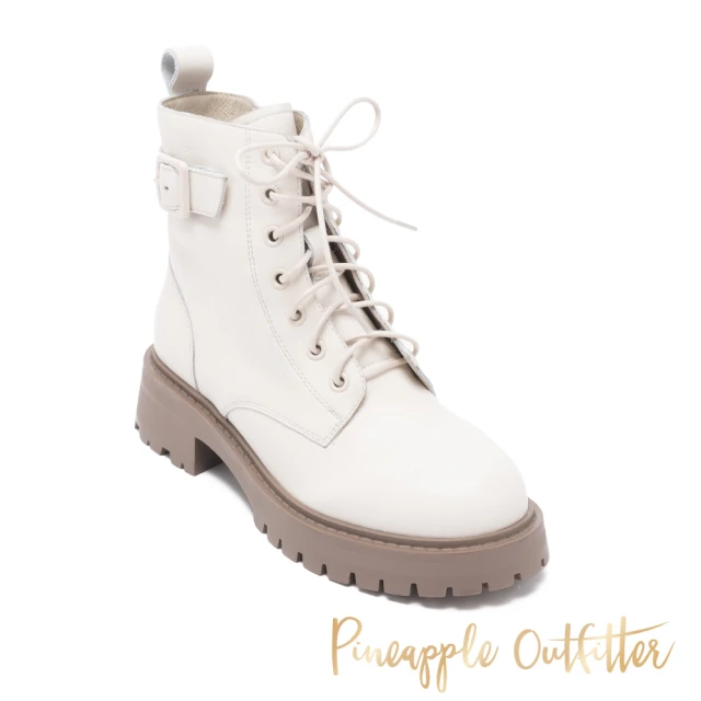 Pineapple OutfitterPineapple Outfitter BROGAN 真皮綁帶拉鍊馬汀靴(白色)