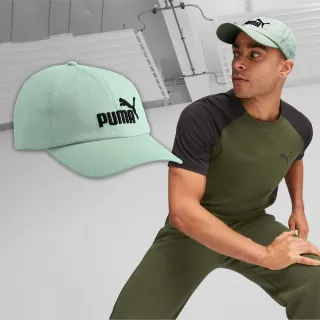 【PUMA】帽子 Essentials No.1 男女款 綠 黑 鴨舌帽 棒球帽 老帽 刺繡Logo 可調式(024357-11)