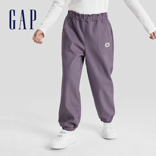 GAP 女童裝 Logo束口鬆緊褲-暗紫色(789284)
