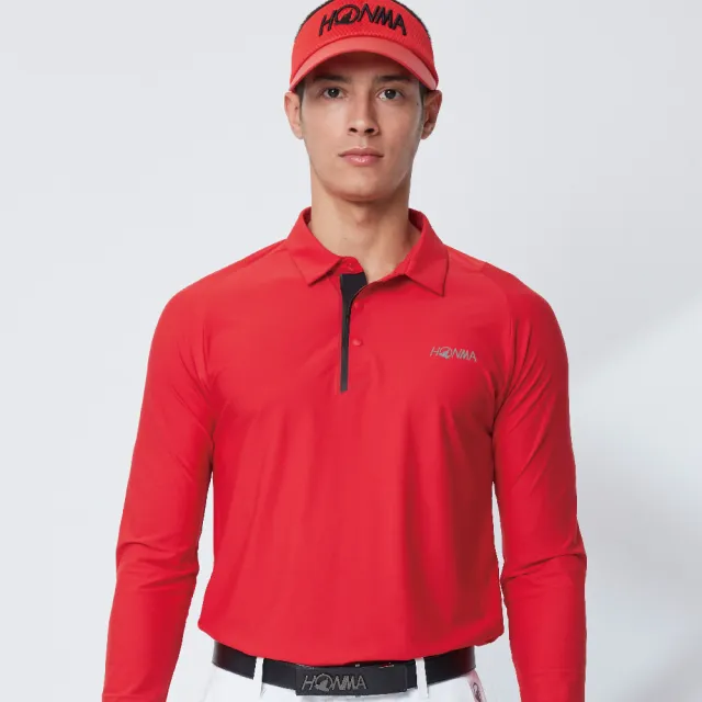 【HONMA 本間高爾夫】男款抗紫外線長袖POLO衫 日本高爾夫專櫃品牌(M-XXL、黑、白、紅任選HMGC700R505)