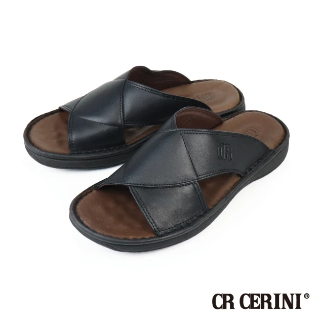 CR CERINICR CERINI 素面寬帶交叉造型拖鞋 黑色(31221-BL)