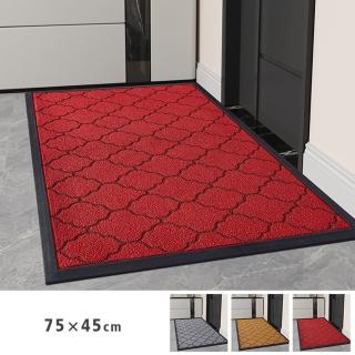 【聚時柚】3D雕花刮泥吸水75×45cm玄關腳踏墊(丙綸圈絨鐳射橡膠地墊)