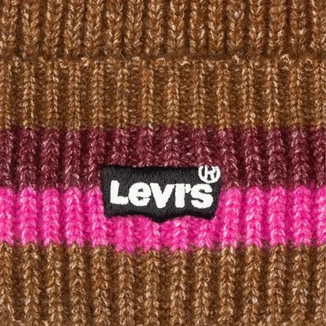【LEVIS 官方旗艦】男女同款 毛帽  / 羊毛添加 / 刺繡Logo 桃紅咖啡 人氣新品 D7826-0001