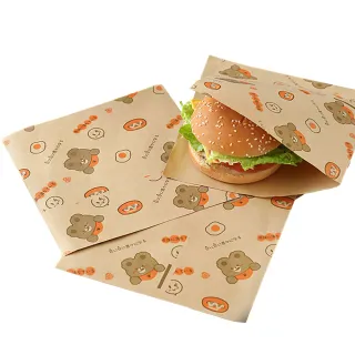 【安心食用】三明治漢堡一次性包裝紙100入(食品包裝紙 烘焙紙 吸油紙 餅乾袋 三明治 淋膜紙 野餐 露營)