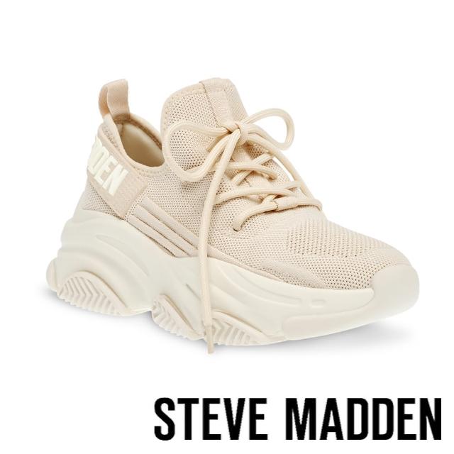 【steve madden】PROTEGE 針織綁帶厚底休閒鞋(杏色)