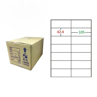 【鶴屋】A4電腦標籤 42.4x105mm 直角 14格 1000張入 / 箱(C42105 LX)