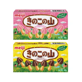 【Meiji 明治】香菇造型餅乾 巧克力/草莓口味(盒裝)