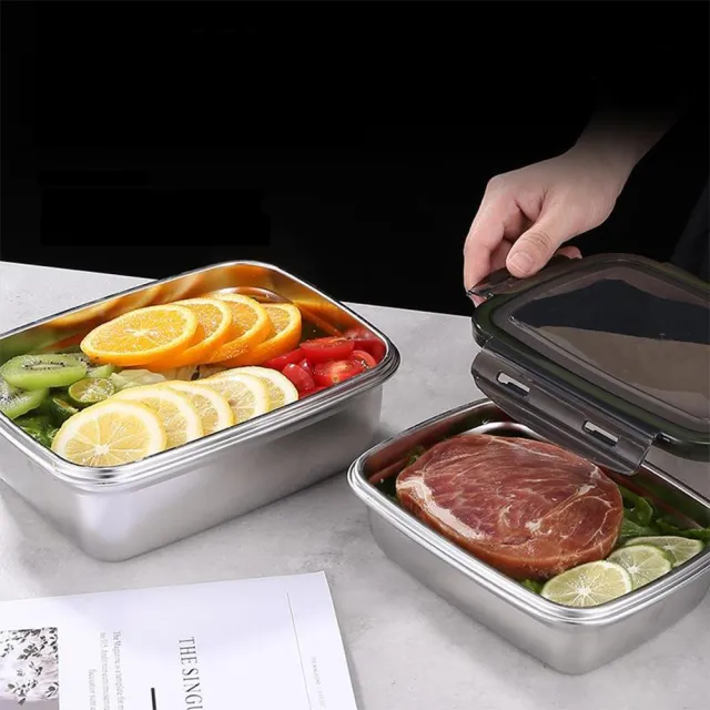 【好物良品】700ml_2入304食品級不銹鋼保鮮便當盒(保鮮盒 食物保鮮 密封保鮮盒 肉類分裝盒)