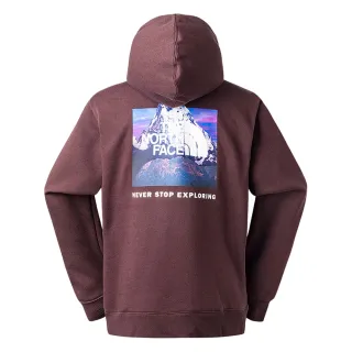 【The North Face 官方旗艦】北面男女款豆沙色背部山峰印花設計長袖帽T｜86Q2I0I