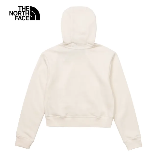 【The North Face 官方旗艦】北面兒童白色胸前趣味太陽印花長袖帽T｜84LXN3O