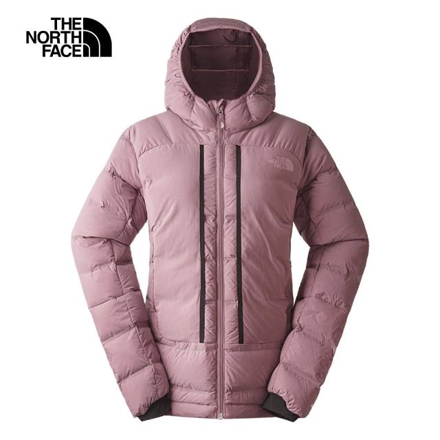 【The North Face 官方旗艦】北面女款粉色DWR防潑水保暖連帽羽絨外套｜83SSI0V(800蓬鬆度)