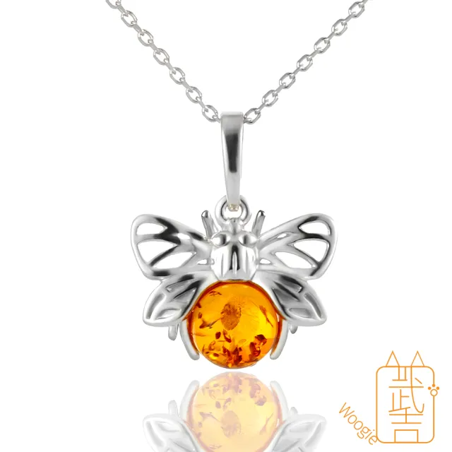 【Woogie武吉珠寶】天然琥珀蜜蠟設計師手工花珀項鍊(蜜蜂造型)