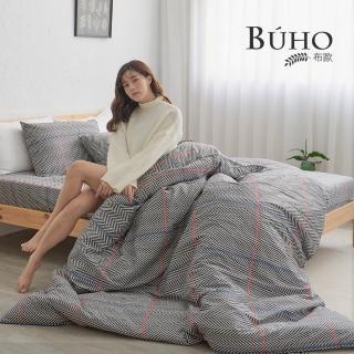 【BUHO布歐】純棉條紋三件式床包枕套組時歲安然(加大)