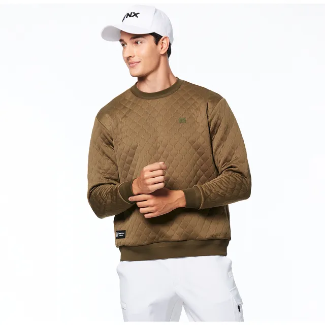 【Lynx Golf】首爾高桿風格！男款日本進口面料保暖舒適造型壓線大學T長袖圓領POLO衫(二色)